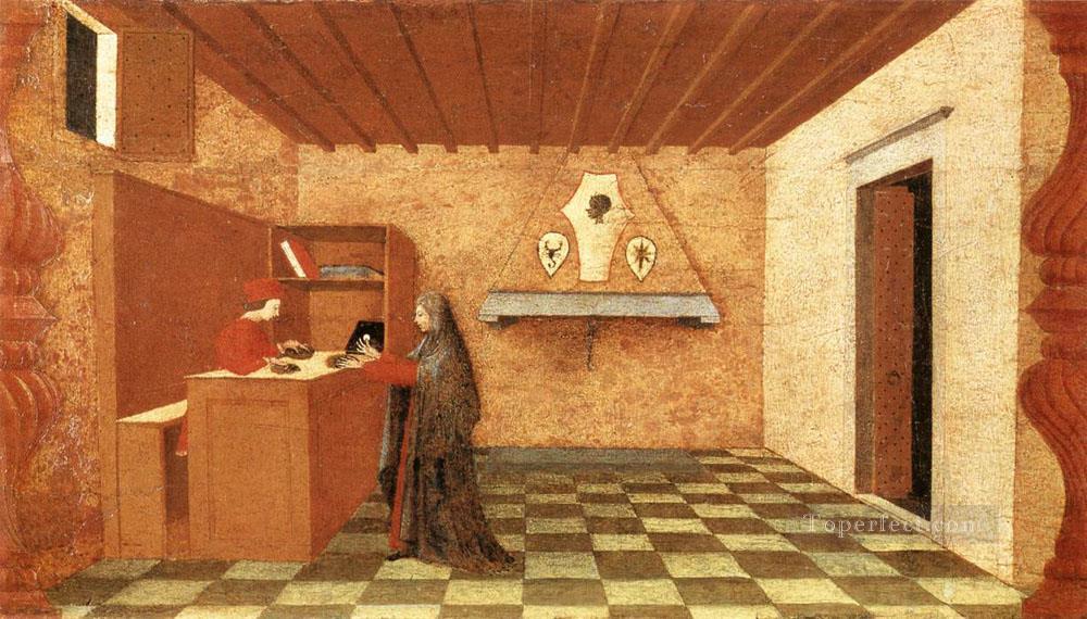 Miracle Of The Desecrated Host Scene 1 early Renaissance Paolo Uccello Oil Paintings
